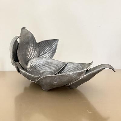 LOT 259F: Patrick Meyer Pewter Signed Leaf Sculpture