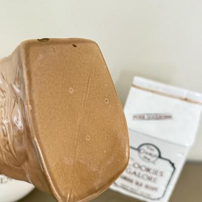 LOT 260F: The Cookie Bag Ceramic Cookie Jar, Paper Bag Kitchen Caddy & Herbes de Provence Jar