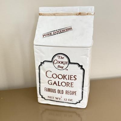LOT 260F: The Cookie Bag Ceramic Cookie Jar, Paper Bag Kitchen Caddy & Herbes de Provence Jar