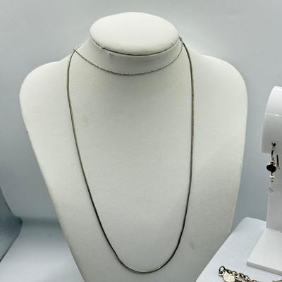 LOT 281J: 925 Sterling Silver Moons & Star Bracelet, Pierced Drop Earrings & Chains (10.24g)