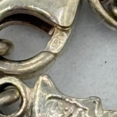 LOT 281J: 925 Sterling Silver Moons & Star Bracelet, Pierced Drop Earrings & Chains (10.24g)