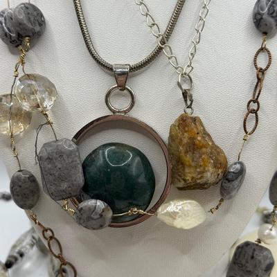 LOT 287J: Collection of Stone Necklaces of Various Lengths
