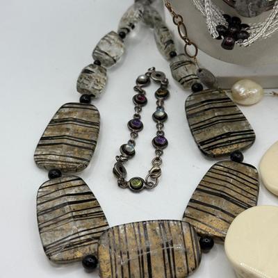 LOT 287J: Collection of Stone Necklaces of Various Lengths