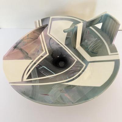 LOT 288F: SIGNED 714873 Tom Hubert 1980s Memphis Era Art Deco Pottery Sculpture Bowl