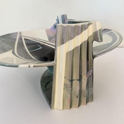 LOT 288F: SIGNED 714873 Tom Hubert 1980s Memphis Era Art Deco Pottery Sculpture Bowl