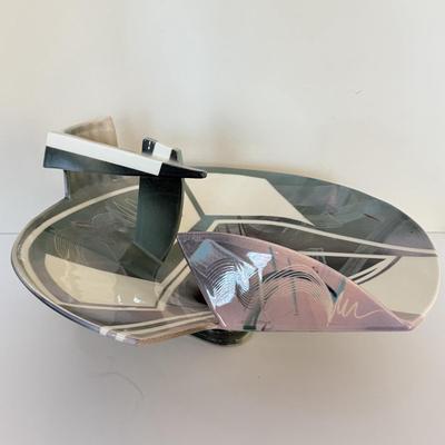 LOT 288F: SIGNED 714873 Tom Hubert 1980s Memphis Era Art Deco Pottery Sculpture Bowl