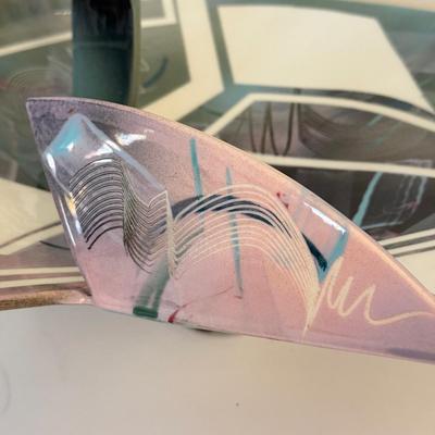 LOT 288F: SIGNED 714873 Tom Hubert 1980s Memphis Era Art Deco Pottery Sculpture Bowl