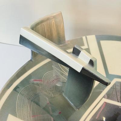 LOT 288F: SIGNED 714873 Tom Hubert 1980s Memphis Era Art Deco Pottery Sculpture Bowl