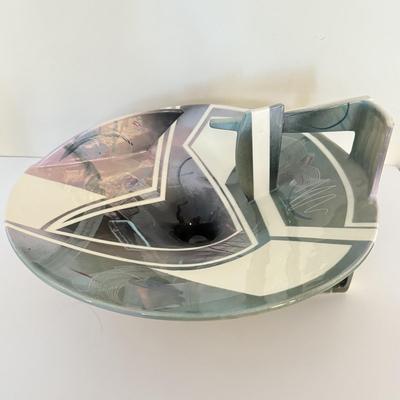 LOT 288F: SIGNED 714873 Tom Hubert 1980s Memphis Era Art Deco Pottery Sculpture Bowl