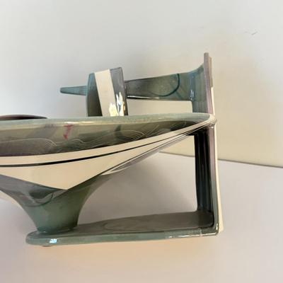 LOT 288F: SIGNED 714873 Tom Hubert 1980s Memphis Era Art Deco Pottery Sculpture Bowl