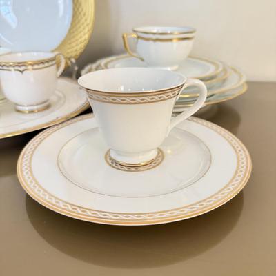 LOT 289F: Collection of Gold Rim Fine China: Wedgwood, Limoges, Mikasa & More