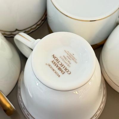 LOT 289F: Collection of Gold Rim Fine China: Wedgwood, Limoges, Mikasa & More