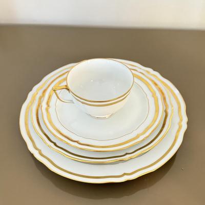 LOT 289F: Collection of Gold Rim Fine China: Wedgwood, Limoges, Mikasa & More