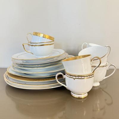 LOT 289F: Collection of Gold Rim Fine China: Wedgwood, Limoges, Mikasa & More