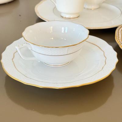 LOT 289F: Collection of Gold Rim Fine China: Wedgwood, Limoges, Mikasa & More