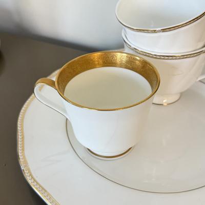 LOT 289F: Collection of Gold Rim Fine China: Wedgwood, Limoges, Mikasa & More