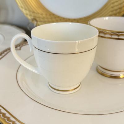 LOT 289F: Collection of Gold Rim Fine China: Wedgwood, Limoges, Mikasa & More