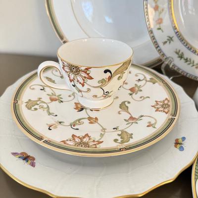 LOT 290F: Collection of Fine China Plates & Teacups: Wedgwood, Limoges, Mason’s & More