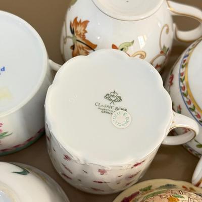 LOT 290F: Collection of Fine China Plates & Teacups: Wedgwood, Limoges, Mason’s & More