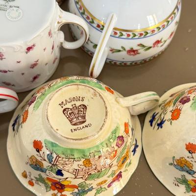 LOT 290F: Collection of Fine China Plates & Teacups: Wedgwood, Limoges, Mason’s & More