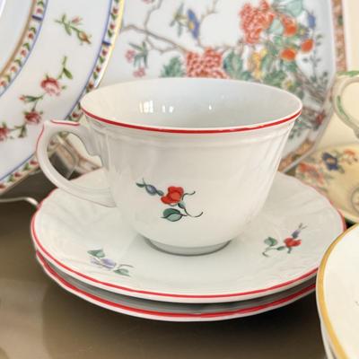 LOT 290F: Collection of Fine China Plates & Teacups: Wedgwood, Limoges, Mason’s & More