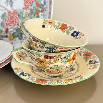 LOT 290F: Collection of Fine China Plates & Teacups: Wedgwood, Limoges, Mason’s & More