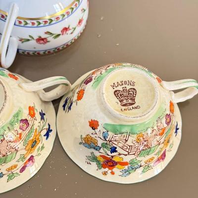 LOT 290F: Collection of Fine China Plates & Teacups: Wedgwood, Limoges, Mason’s & More