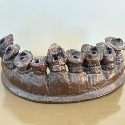 LOT 291F: Arts & Crafts Era Seven Deadly Sins Monk Wall Hanging & Sculptural Menorah