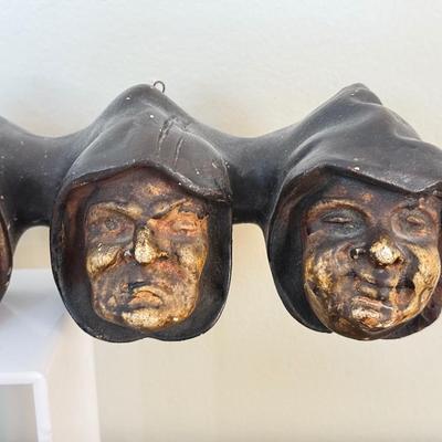 LOT 291F: Arts & Crafts Era Seven Deadly Sins Monk Wall Hanging & Sculptural Menorah