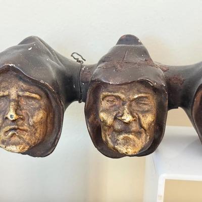 LOT 291F: Arts & Crafts Era Seven Deadly Sins Monk Wall Hanging & Sculptural Menorah