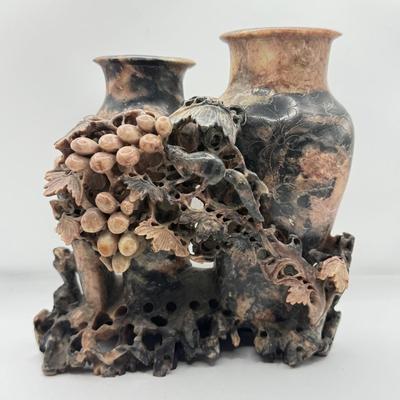 LOT 293F: Chinese Soapstone Sculpture ft. Squirrel