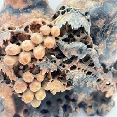 LOT 293F: Chinese Soapstone Sculpture ft. Squirrel