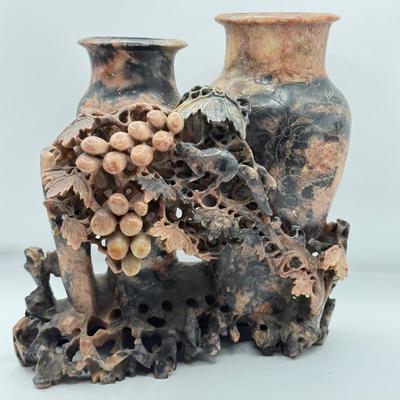 LOT 293F: Chinese Soapstone Sculpture ft. Squirrel