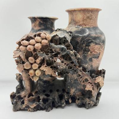 LOT 293F: Chinese Soapstone Sculpture ft. Squirrel