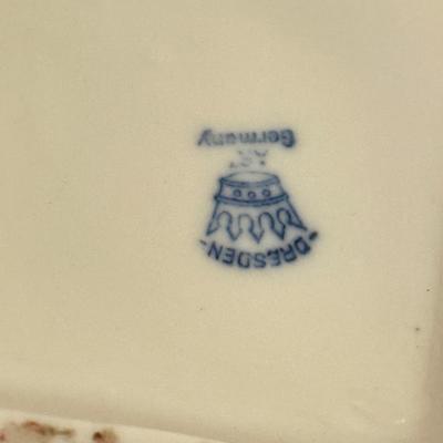 LOT 295F: Girl holding Pig Lladro, Dresden Germany Lace Porcelain Doll & Haviland Limoges Oyster Plate