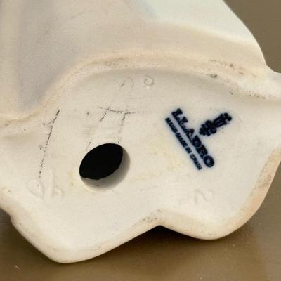 LOT 295F: Girl holding Pig Lladro, Dresden Germany Lace Porcelain Doll & Haviland Limoges Oyster Plate