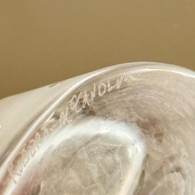 LOT 296F: Robert McCandless Signed Frosted Sugar Bowl & Creamer w/ Frosted Glass Vase