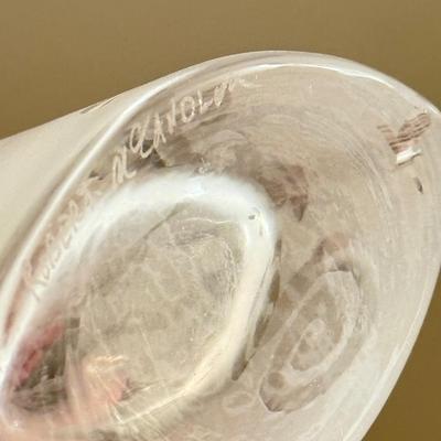 LOT 296F: Robert McCandless Signed Frosted Sugar Bowl & Creamer w/ Frosted Glass Vase