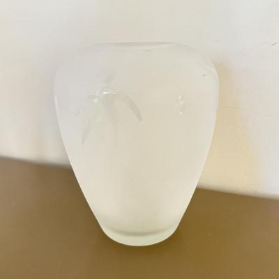 LOT 296F: Robert McCandless Signed Frosted Sugar Bowl & Creamer w/ Frosted Glass Vase