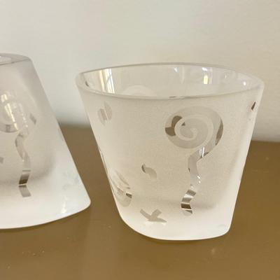 LOT 296F: Robert McCandless Signed Frosted Sugar Bowl & Creamer w/ Frosted Glass Vase