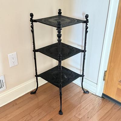 LOT 298D: Cast Metal Étagère w/ Claw Feet & Figural Details