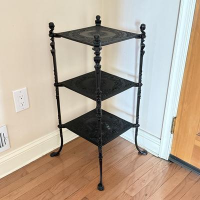 LOT 298D: Cast Metal Étagère w/ Claw Feet & Figural Details