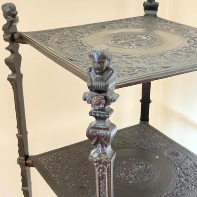 LOT 298D: Cast Metal Étagère w/ Claw Feet & Figural Details