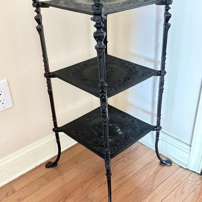 LOT 298D: Cast Metal Étagère w/ Claw Feet & Figural Details