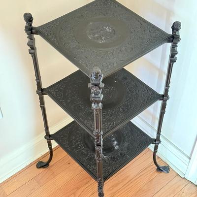 LOT 298D: Cast Metal Étagère w/ Claw Feet & Figural Details