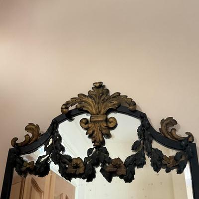 LOT 299L: Metal Floral Sculpture Wall Mirror & Matching Marble Top Table