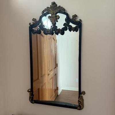 LOT 299L: Metal Floral Sculpture Wall Mirror & Matching Marble Top Table