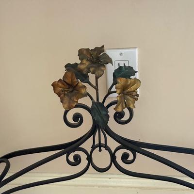 LOT 299L: Metal Floral Sculpture Wall Mirror & Matching Marble Top Table