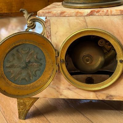 LOT 300L: Antique 19th Century French Marble and Brass Mantel Clock
