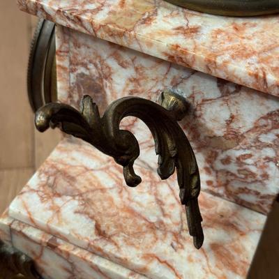 LOT 300L: Antique 19th Century French Marble and Brass Mantel Clock